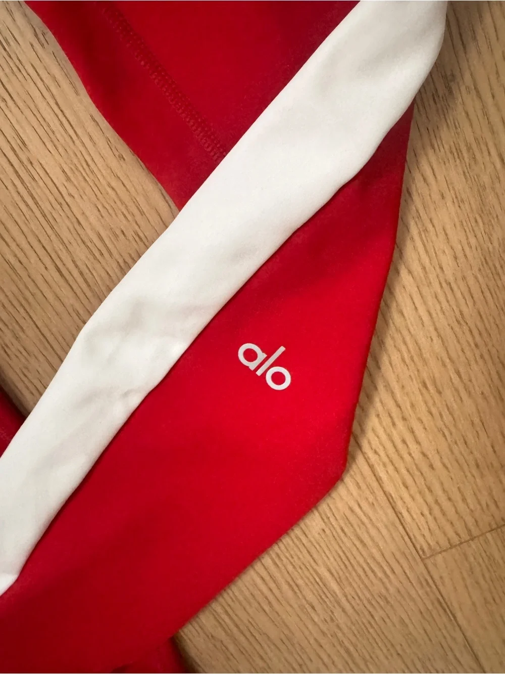 Alo Red Side-Striped Athletic Leggings